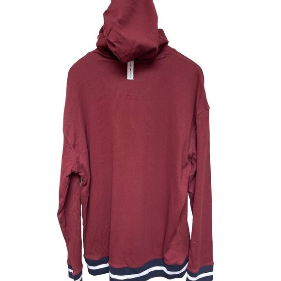 NEW! Tommy Hilfiger Ribbed Pull Over Lounge Hoodie Cabernet Red Men's Large - Picture 5 of 11